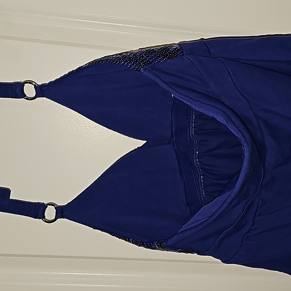 My BraTops Royal Blue Tie Up Halter Padded Cups Shelf Bra VGUC Size? 2AF - Picture 10 of 10